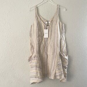 Joie Adinna Mini Dress 100% Linen Dawn Multi Stripe Boho Minimalist Cover Up S